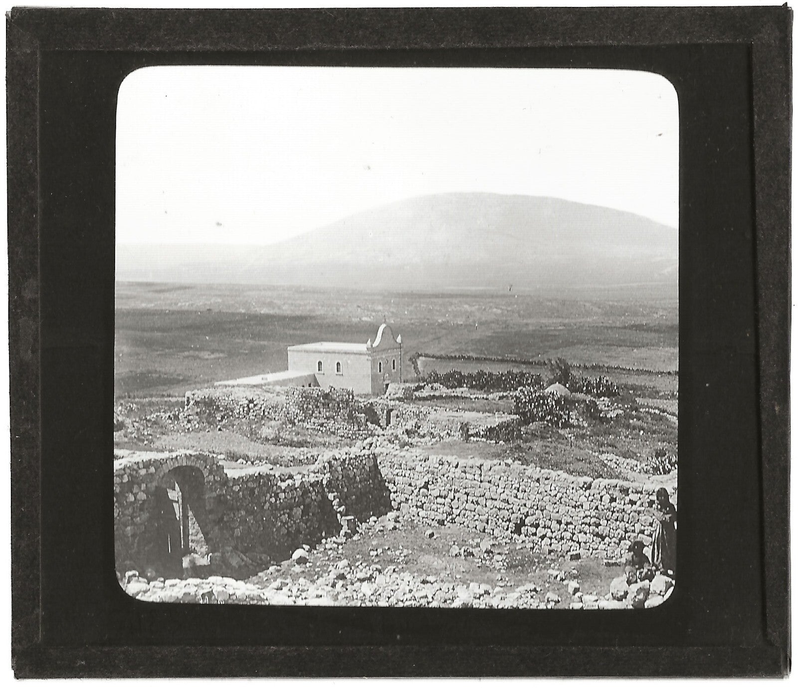 Vue panoramique Naïm, Israël, photo ancienne plaque de verre, positif 8,5x10 cm