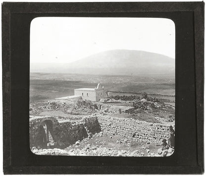Vue panoramique Naïm, Israël, photo ancienne plaque de verre, positif 8,5x10 cm