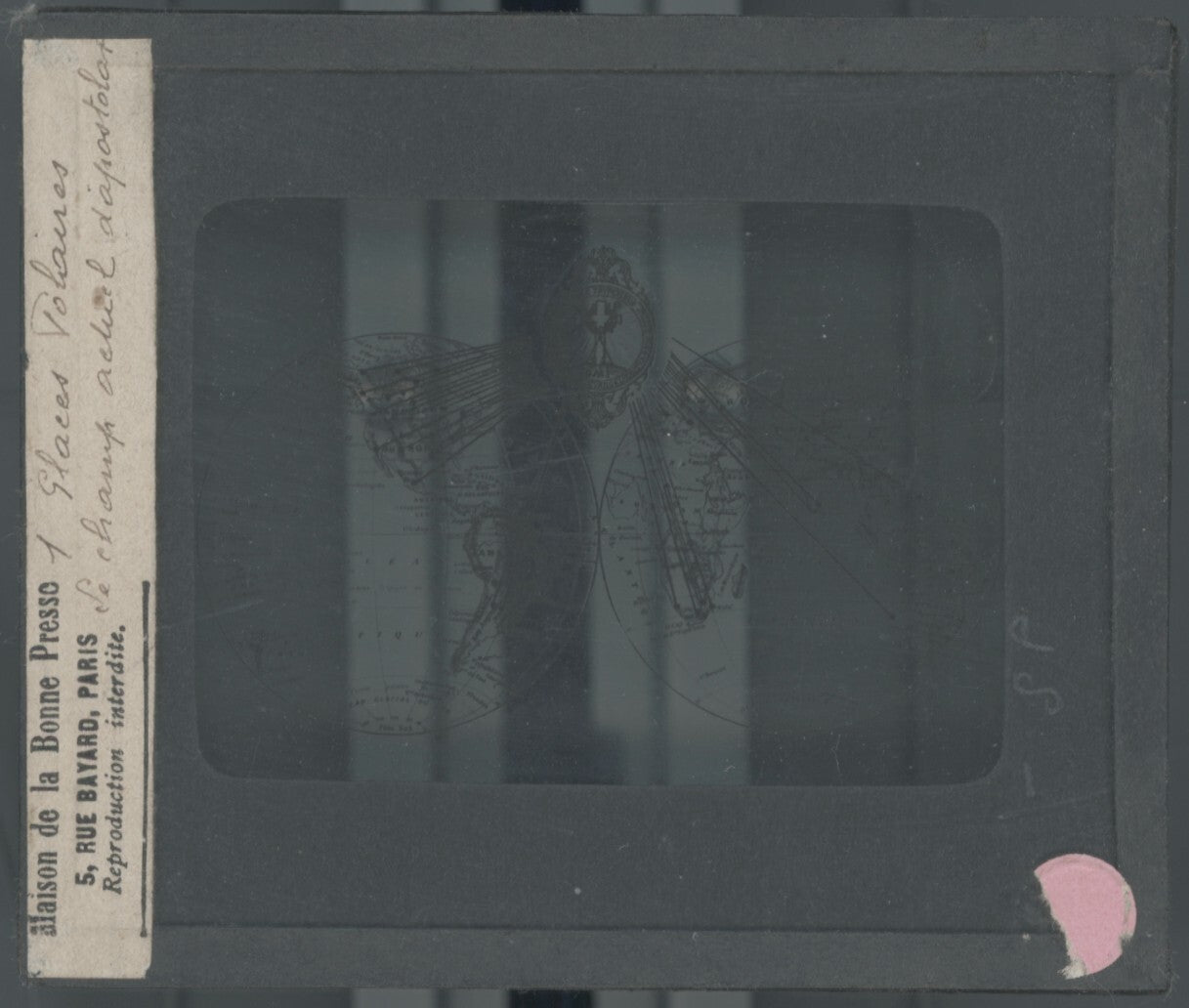 Carte missionnaire, photo plaque verre, noir & blanc, positif 8,5x10 cm