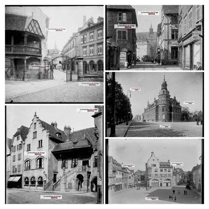 Colmar, Alsace, photos anciennes plaque de verre, lot de 5 négatifs 13x18 cm