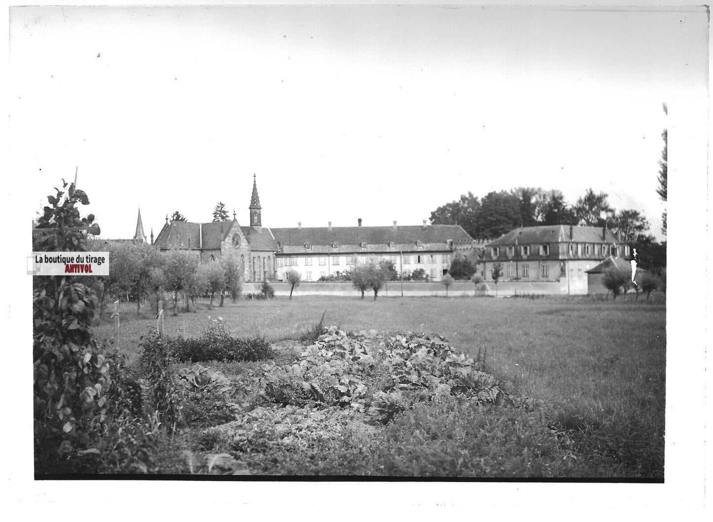 Plaque verre photo ancienne positif noir et blanc 13x18 cm Rosheim Pensionnat