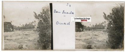 Bou Saâda, Algérie, Plaque verre stéréoscopie, positif noir & blanc 4,5x10,7 cm