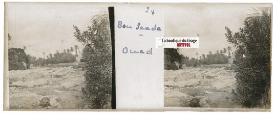 Bou Saâda, Algérie, Plaque verre stéréoscopie, positif noir & blanc 4,5x10,7 cm