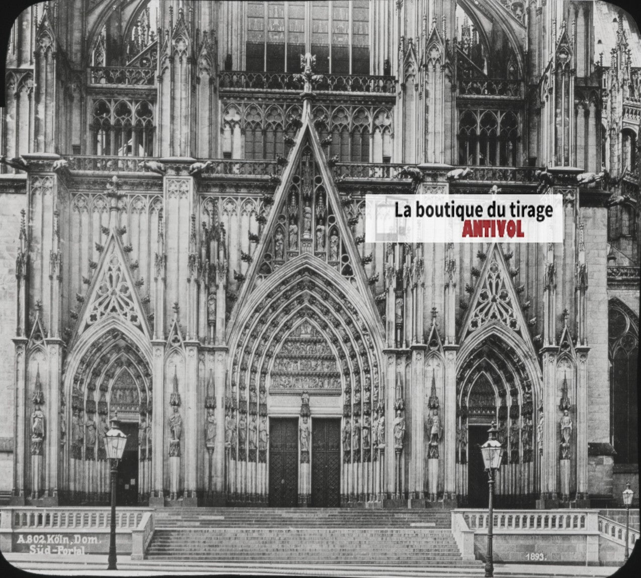 Cathédrale de Cologne, Allemagne, photo ancienne plaque verre, positif 8,5x10 cm