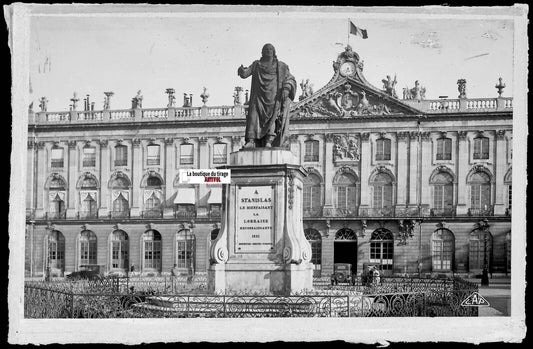 Plaque verre photo, négatif noir & blanc 9x14 cm, place Stanislas Nancy, France