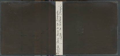 Baignade Rio Cinqueta, plaque verre, photo ancienne stéréo, sépia 6x13 cm
