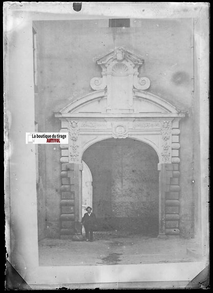 Rennes, centre-ville, Plaque verre photo ancienne, négatif noir & blanc 6x9 cm