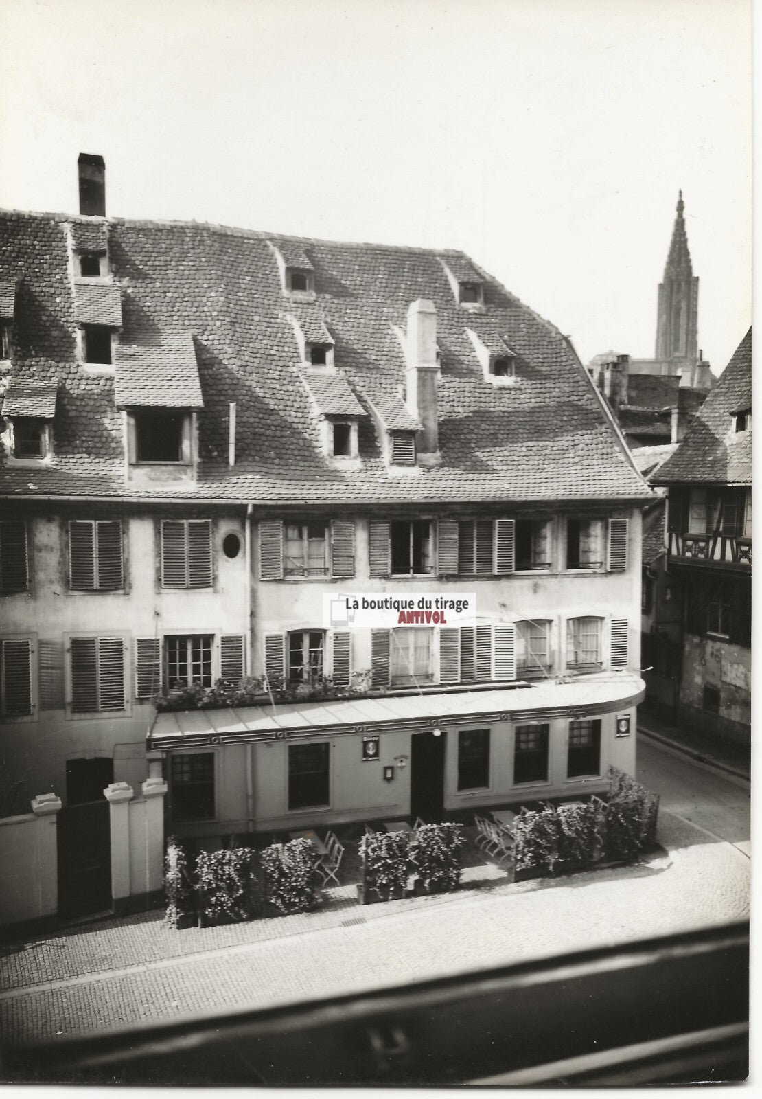 Plaque verre photo ancienne négatif noir et blanc 13x18 cm brasserie Strasbourg