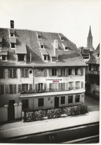 Plaque verre photo ancienne négatif noir et blanc 13x18 cm brasserie Strasbourg
