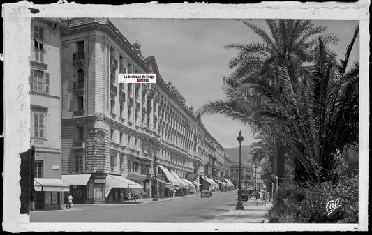 Plaque verre photo négatif noir et blanc 9x14 cm Nice, avenue de Verdun