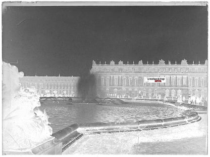 Château Versailles, Plaque verre photo ancienne, négatif noir & blanc 9x12 cm