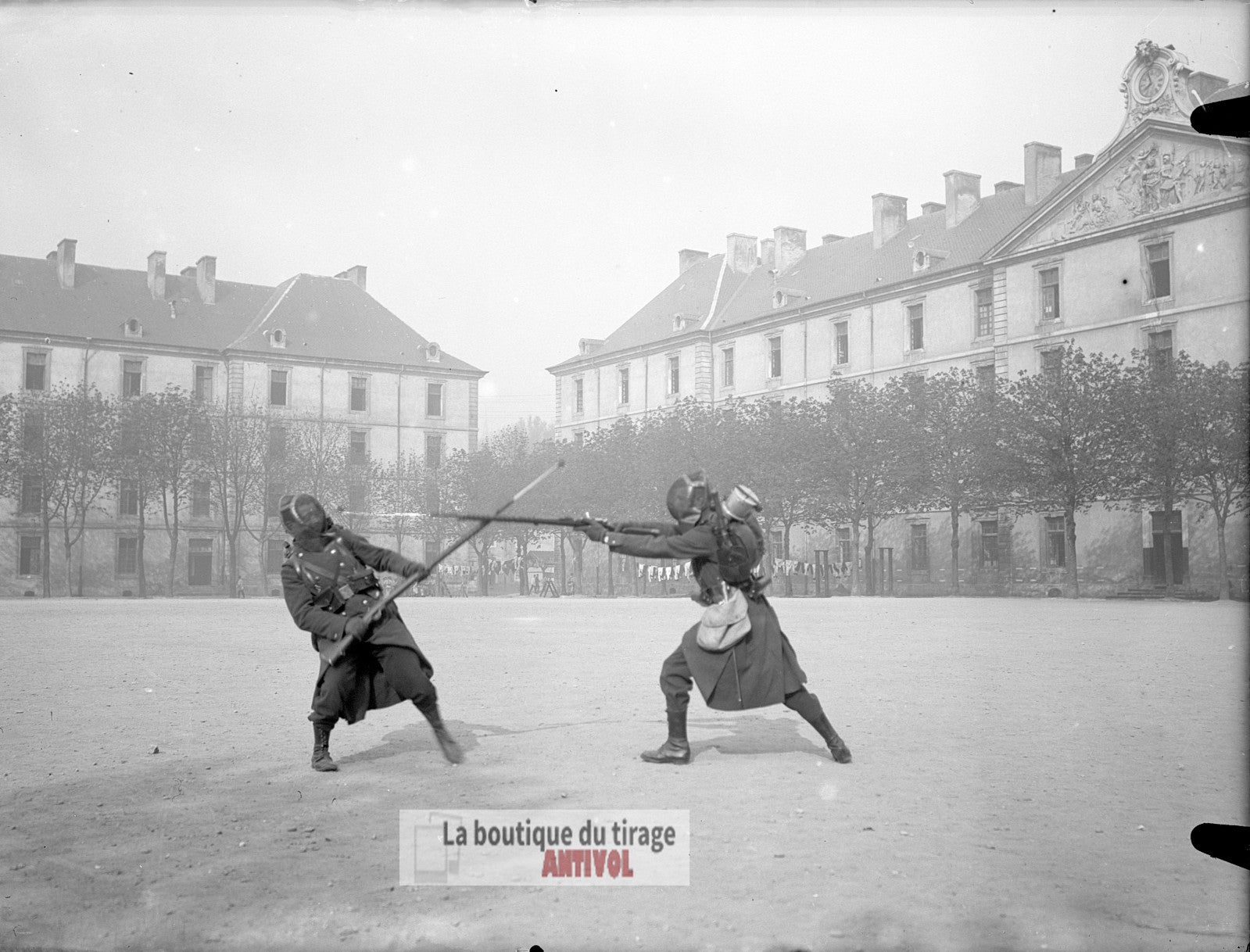 Caserne Thiry, Nancy, soldats WW1, plaque verre, photo, négatif 9x12 cm