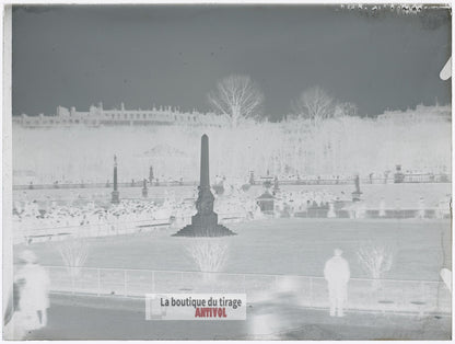 Jardin du Luxembourg, Paris, plaque verre, photo ancienne, négatif 9x12 cm