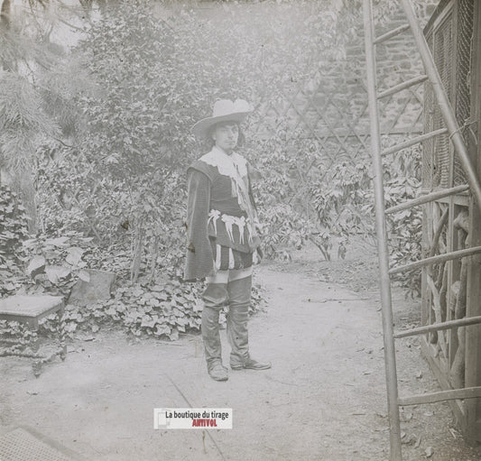 Jeune homme en costume, plaque verre stéréo, photo ancienne 4,5x10,7 cm