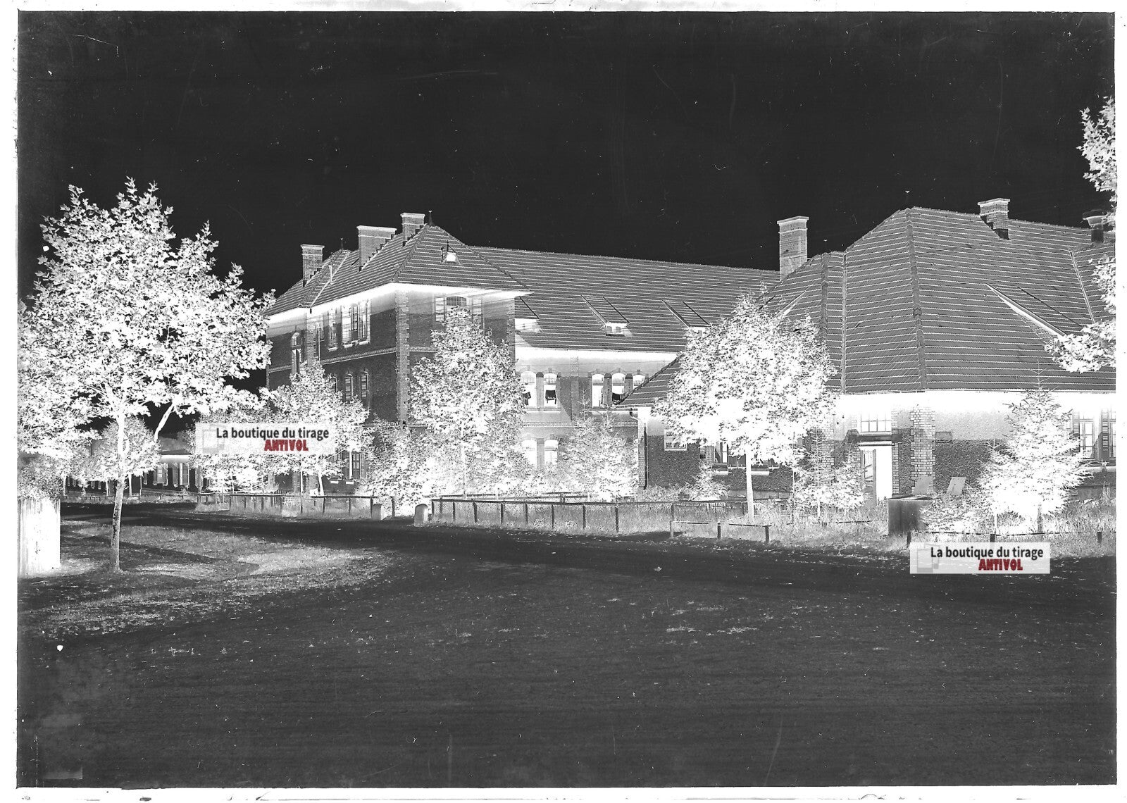 Plaque verre photo ancienne négatif noir et blanc 13x18 cm camp Bitche militaire