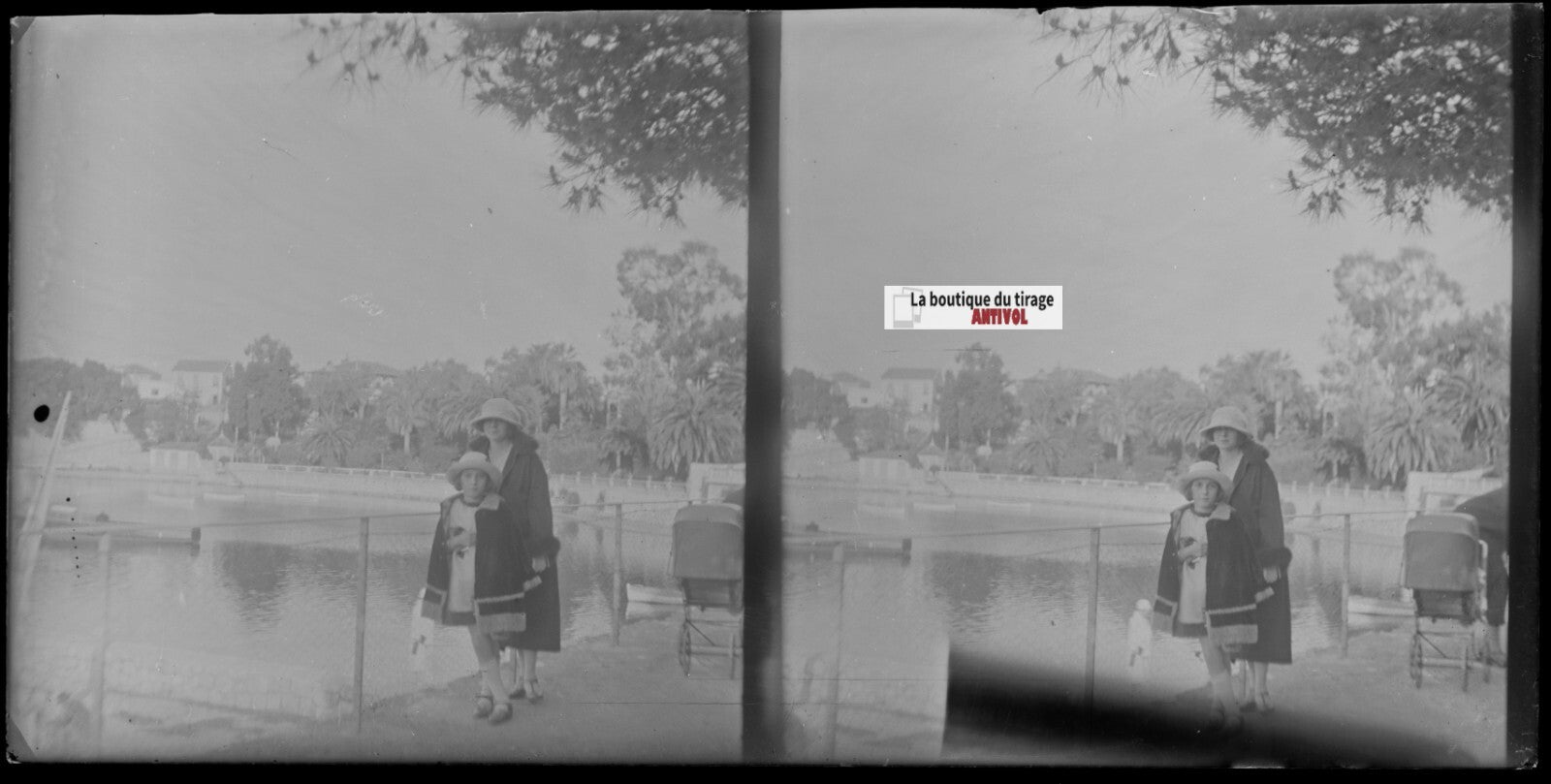 Mère, fille, famille, stéréoscopie plaque ancienne verre, négatif 9x18 cm