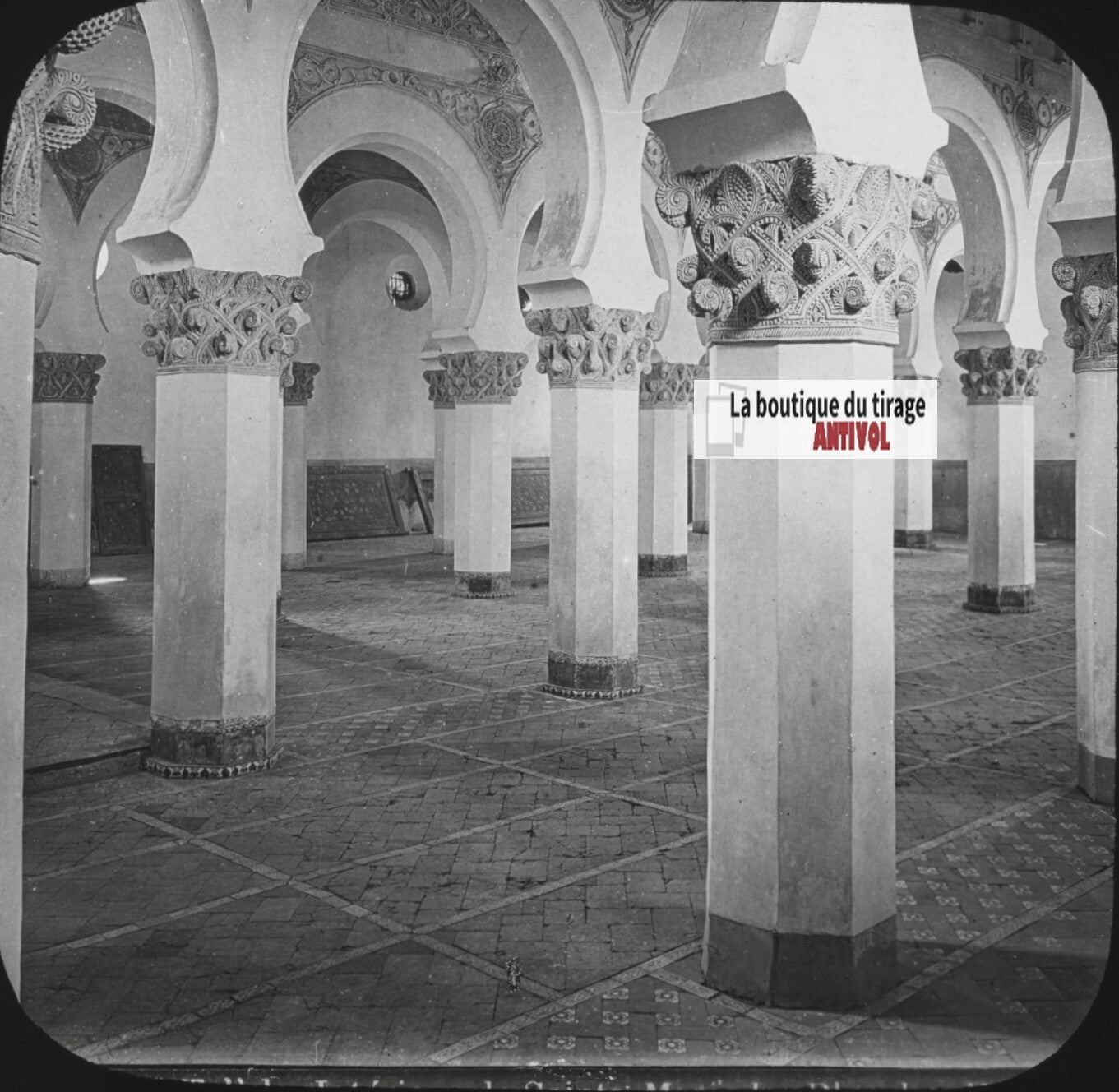 Synagogue Santa María La Blanca, photo plaque de verre, positif 8,5x10 cm