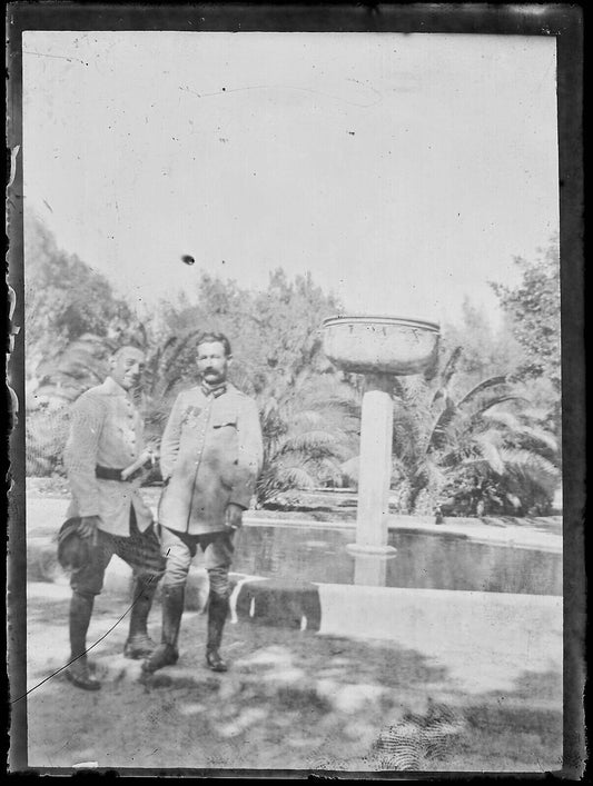 Plaque verre photo ancienne noir et blanc négatif 9x12 cm militaria soldats