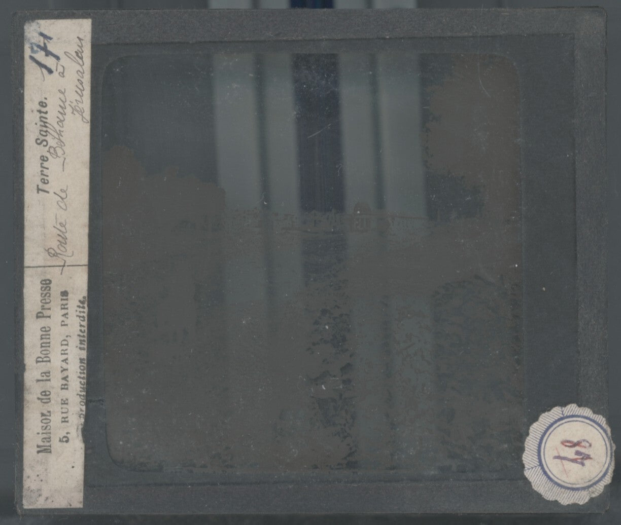 Béthanie, Jérusalem, photo plaque verre, noir & blanc, positif 8,5x10 cm