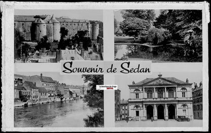 Plaque verre photo ancienne, négatif noir & blanc 9x14 cm, souvenir de Sedan