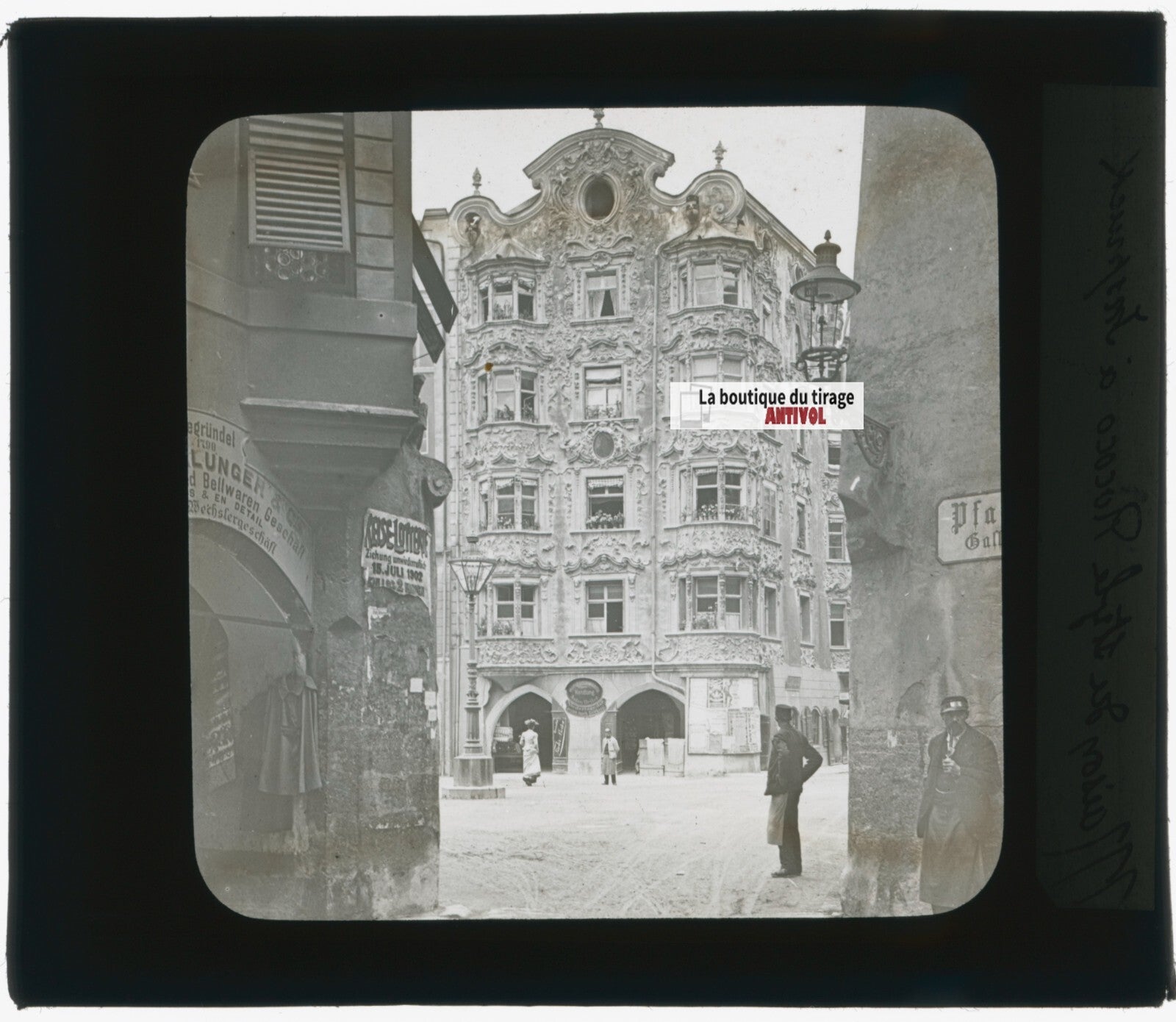 Maison Helbling, Innsbruck, photo plaque verre, noir & blanc, positif 8,5x10 cm