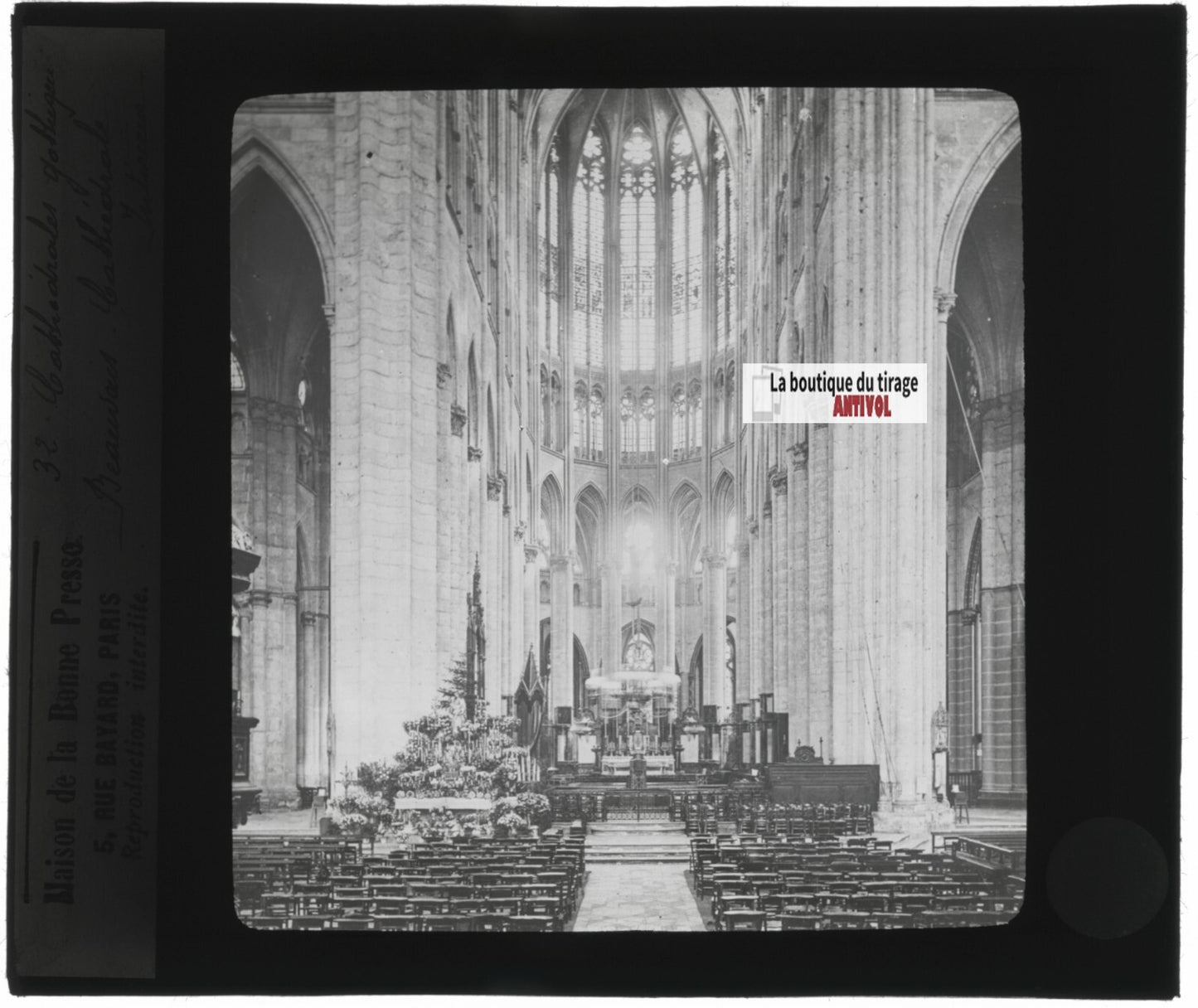Cathédrale Saint-Pierre Beauvais, photo plaque verre, positif 8,5x10 cm