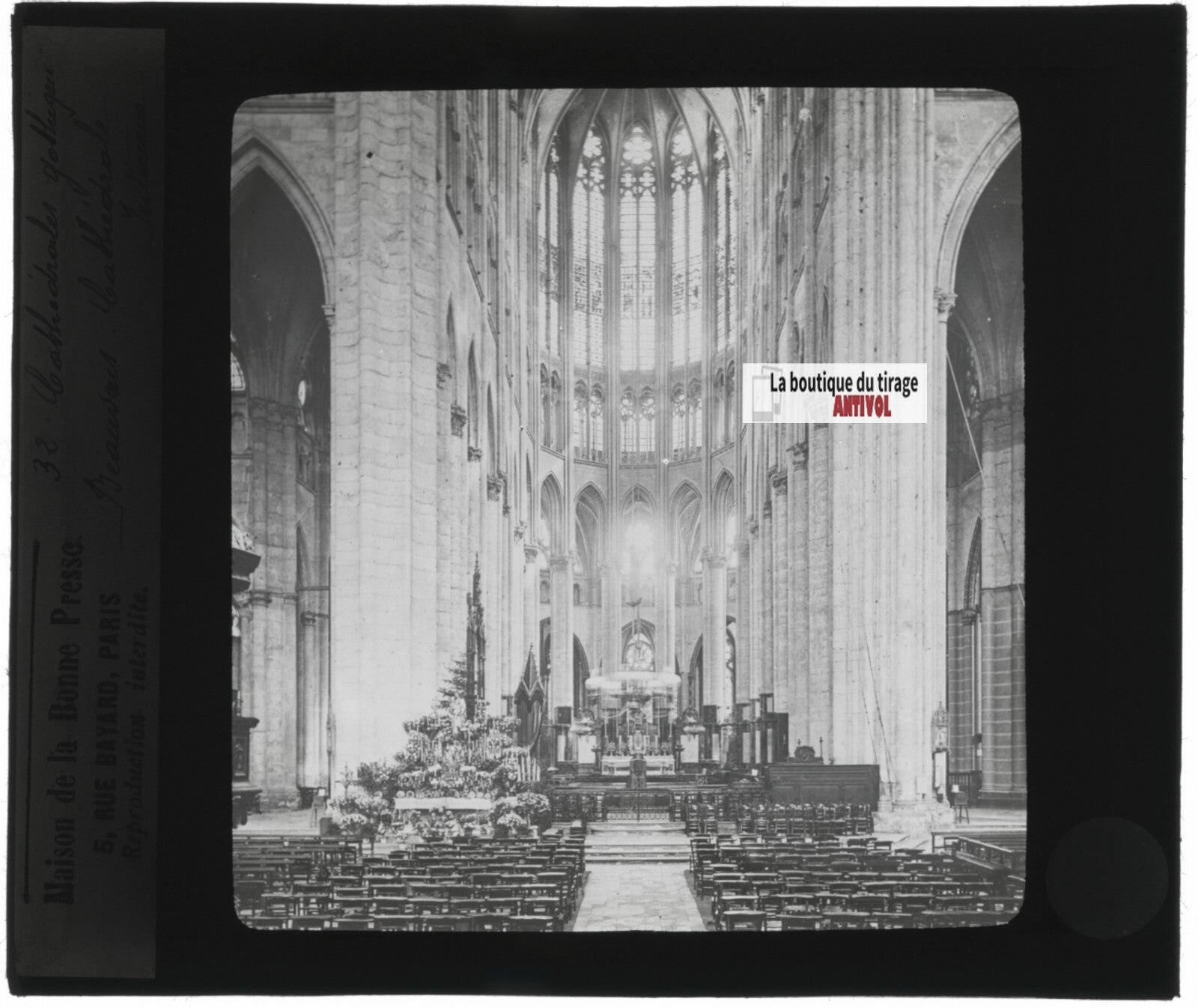 Cathédrale Saint-Pierre Beauvais, photo plaque verre, positif 8,5x10 cm