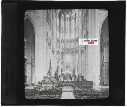 Cathédrale Saint-Pierre Beauvais, photo plaque verre, positif 8,5x10 cm