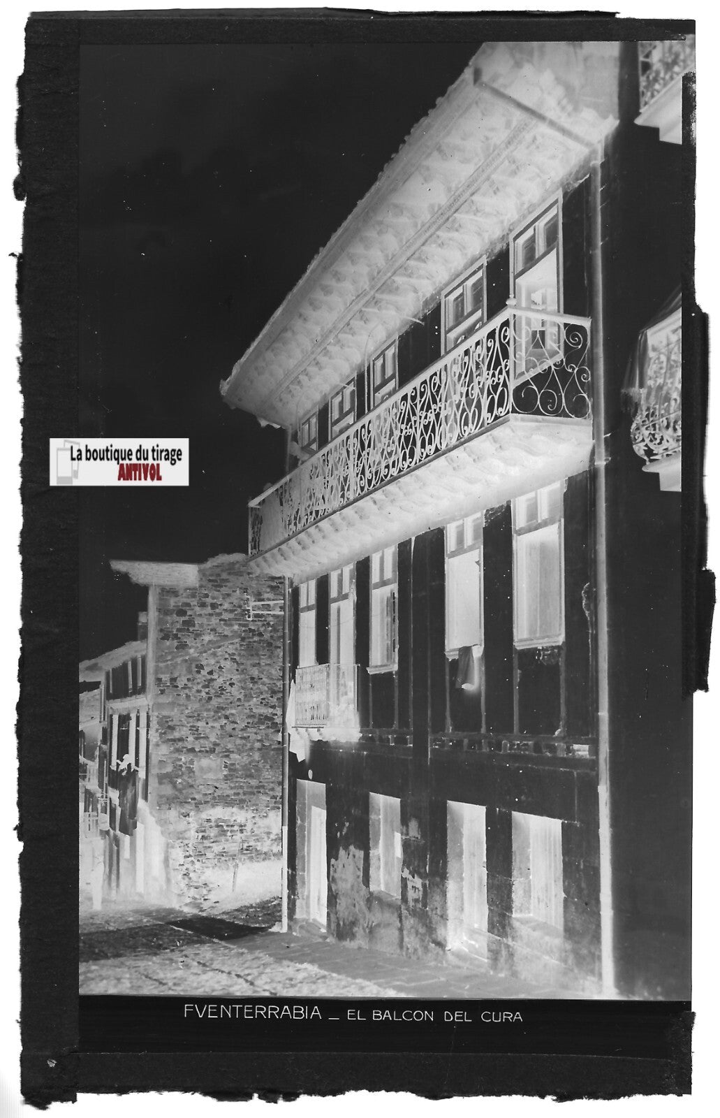 Plaque verre photo vintage négatif noir & blanc 9x14 cm Fuenterrabia 0914036