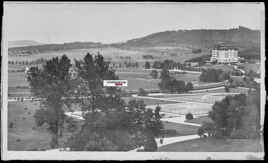 Vittel, le Champ de Courses, Plaque verre photo, négatif noir & blanc 6x11 cm