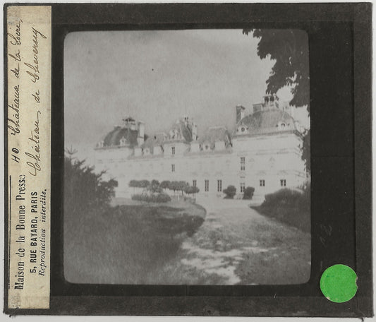 Château de Cheverny, France, photo ancienne plaque de verre, positif 8,5x10 cm