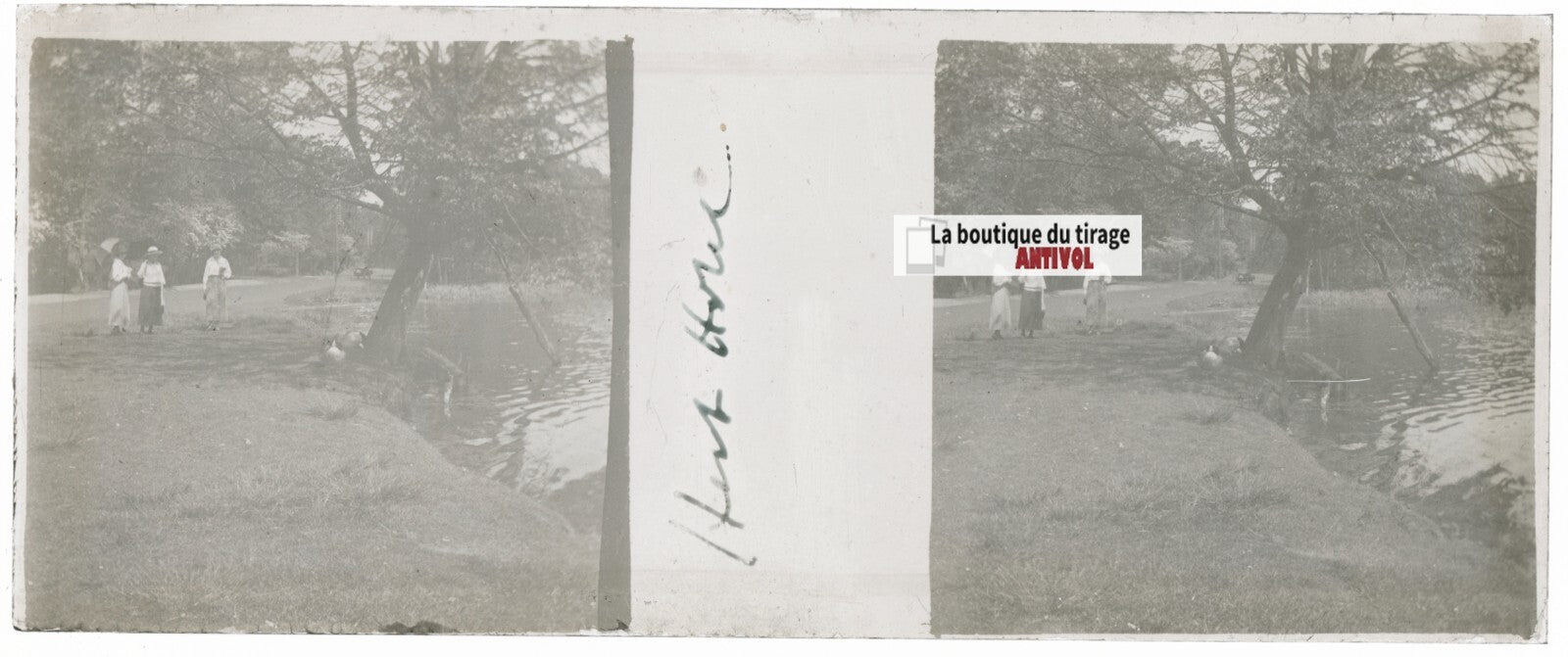 Voyage en Angleterre, Plaque verre stéréo, positif noir & blanc 4,5x10,7 cm