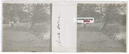 Voyage en Angleterre, Plaque verre stéréo, positif noir & blanc 4,5x10,7 cm