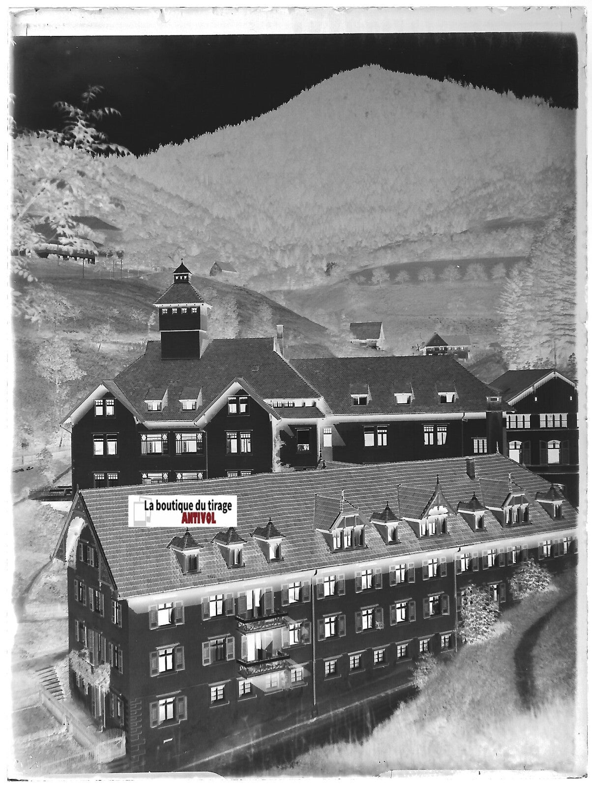 Bad Antogast, Oppenau, Plaque verre photo, négatif ancien noir & blanc 9x12 cm