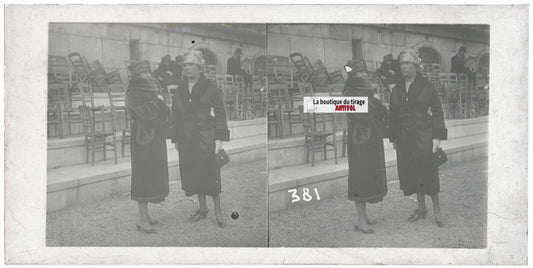 Hippodrome de Longchamp, Paris, plaque verre stéréoscopique, positif 8,5x17 cm