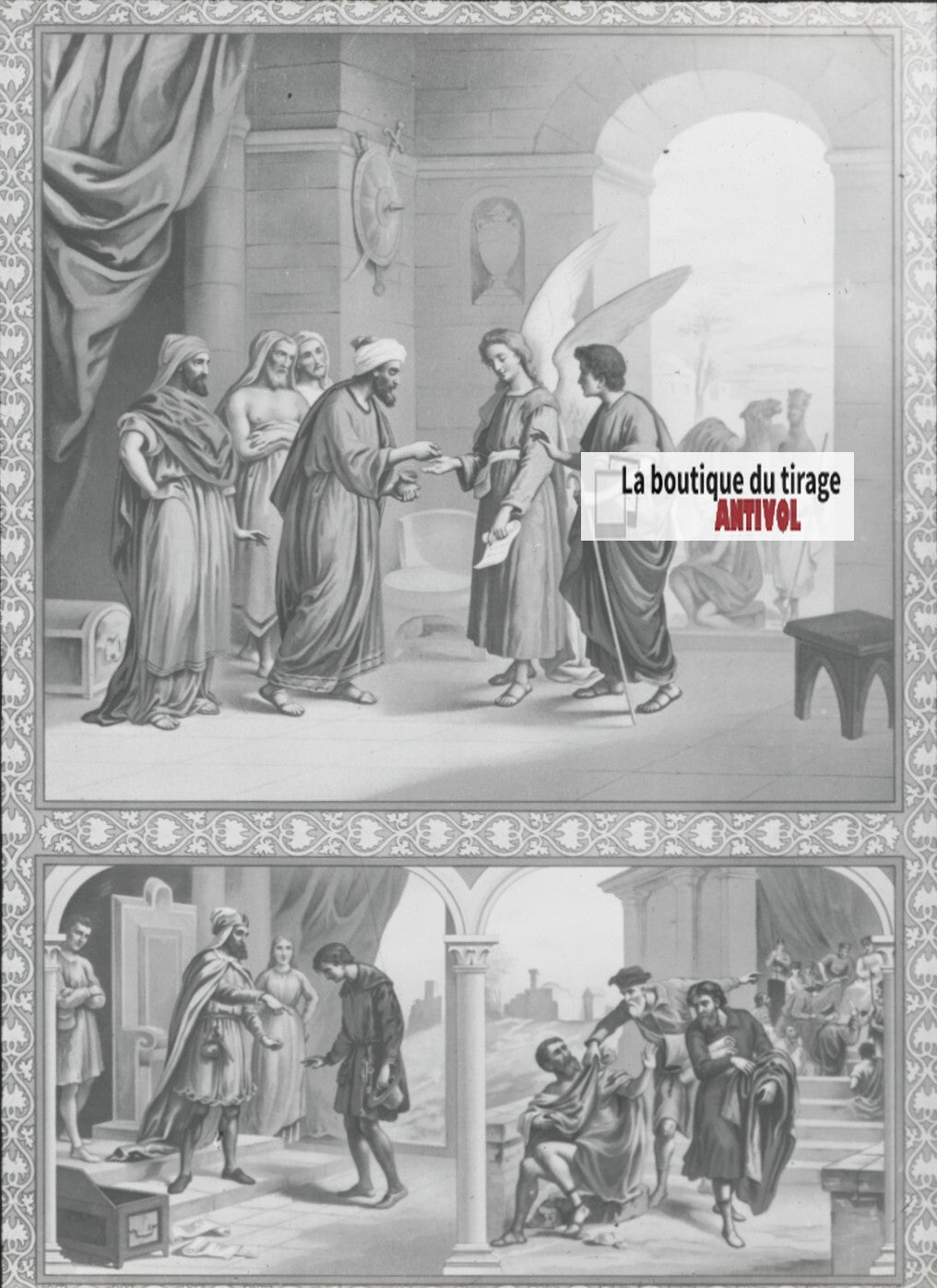 Scène religieuse, catéchisme, dessin peinture, plaque verre, positif 8,5x10 cm