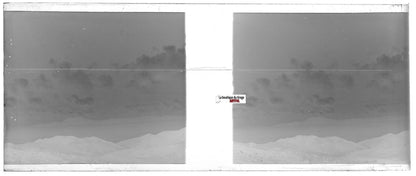 Mer, montagne, Plaque verre photo stéréo, négatif noir & blanc 4,5x10,7 cm