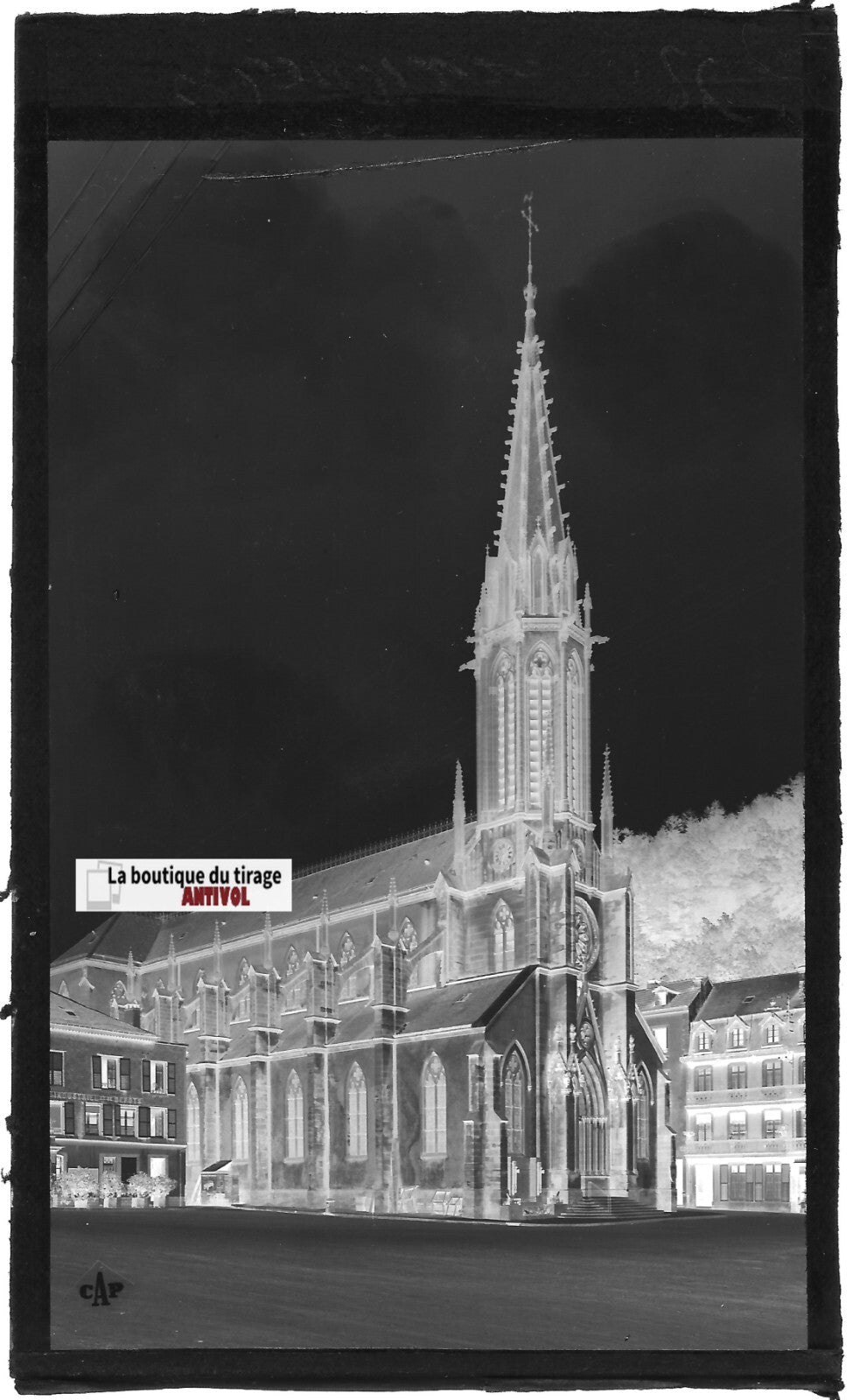 Plaque verre photo, négatif noir & blanc 9x14 cm, Plombières-les-Bains, Vosges