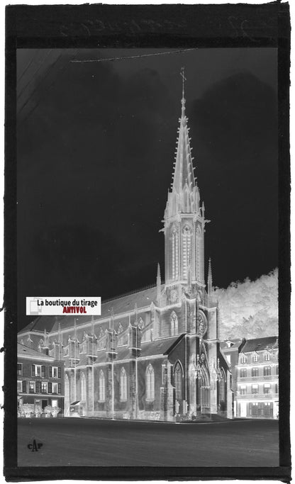 Plaque verre photo, négatif noir & blanc 9x14 cm, Plombières-les-Bains, Vosges