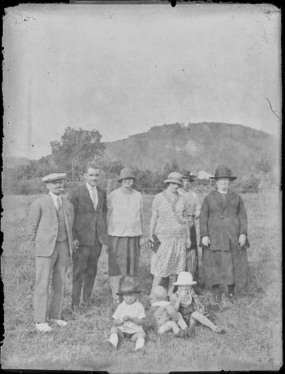 Plaque verre photo ancienne négatif noir et blanc 9x12 cm famille glass plate 