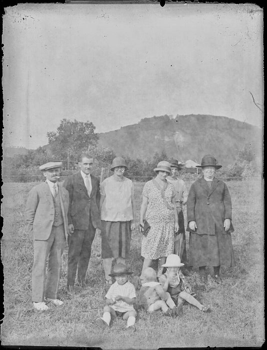 Plaque verre photo ancienne négatif noir et blanc 9x12 cm famille glass plate 