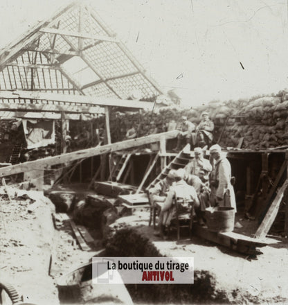 Saint-Laurent, vers Arras, guerre WW1, plaque verre stéréo, photo 4,5x10,7 cm