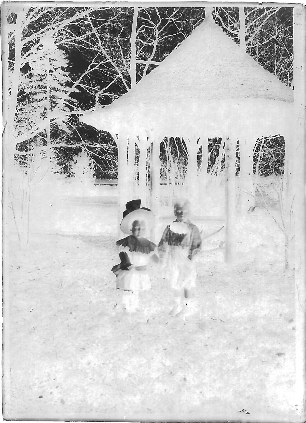 Plaque verre photo négatif noir et blanc 6x9 cm enfants déguisement glass plate 