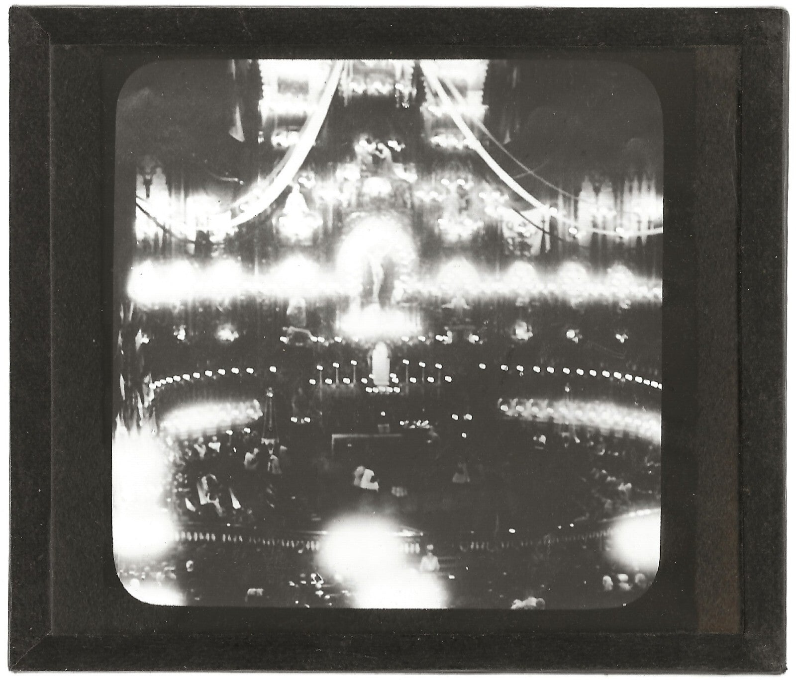 Choeur Notre-Dame, Montréal, photo ancienne plaque verre, positif 8,5x10 cm