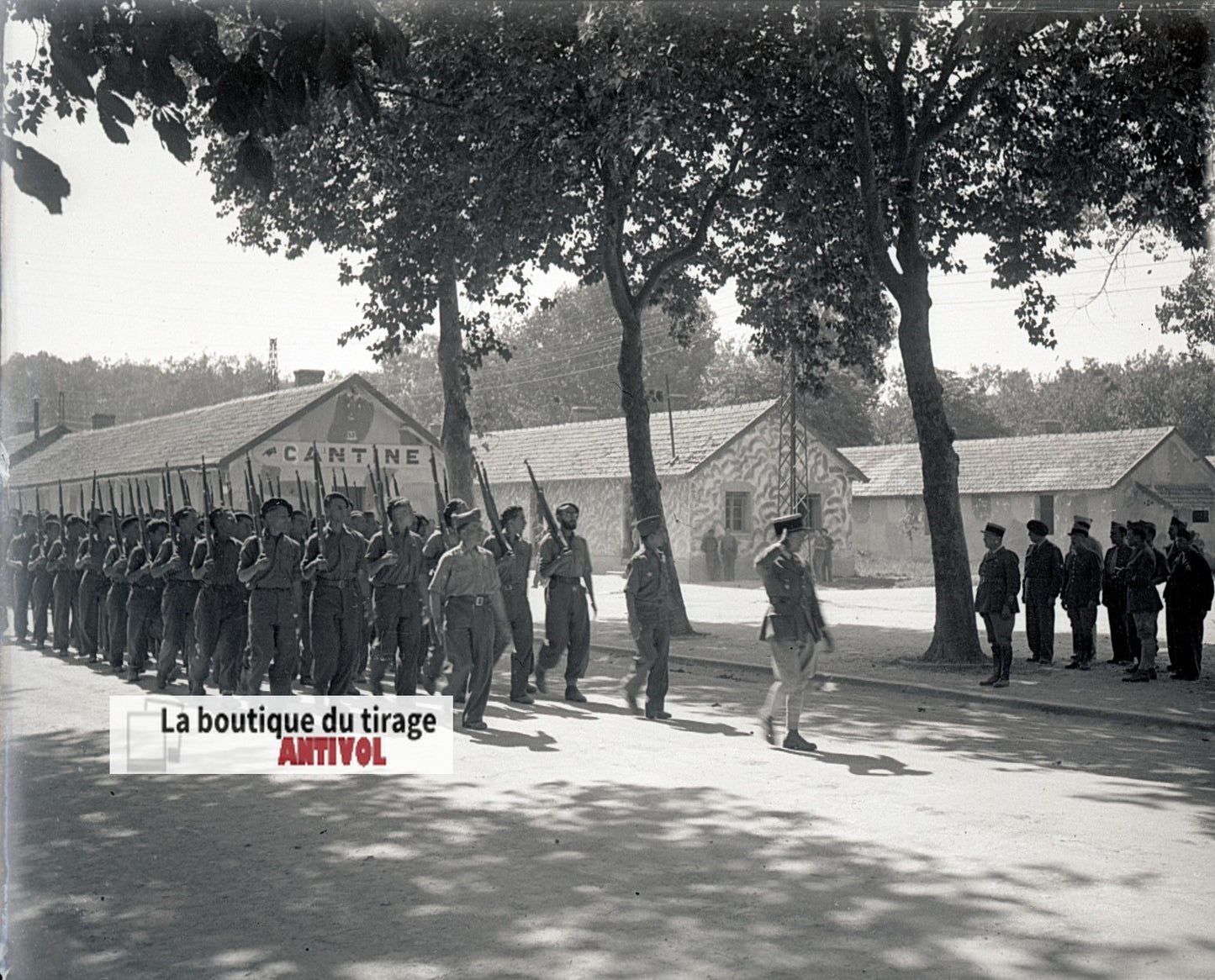Camp du Ruchard, militaires, plaque verre, photo ancienne, négatif N&B 6x13 cm
