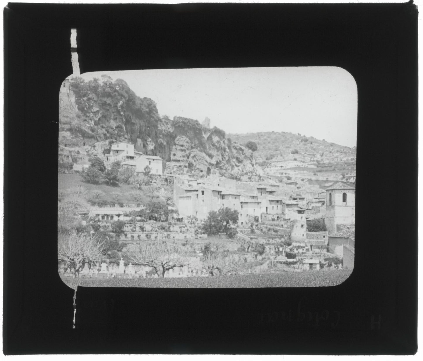 Cotignac, village Var, photo ancienne plaque de verre, positif 8,5x10 cm