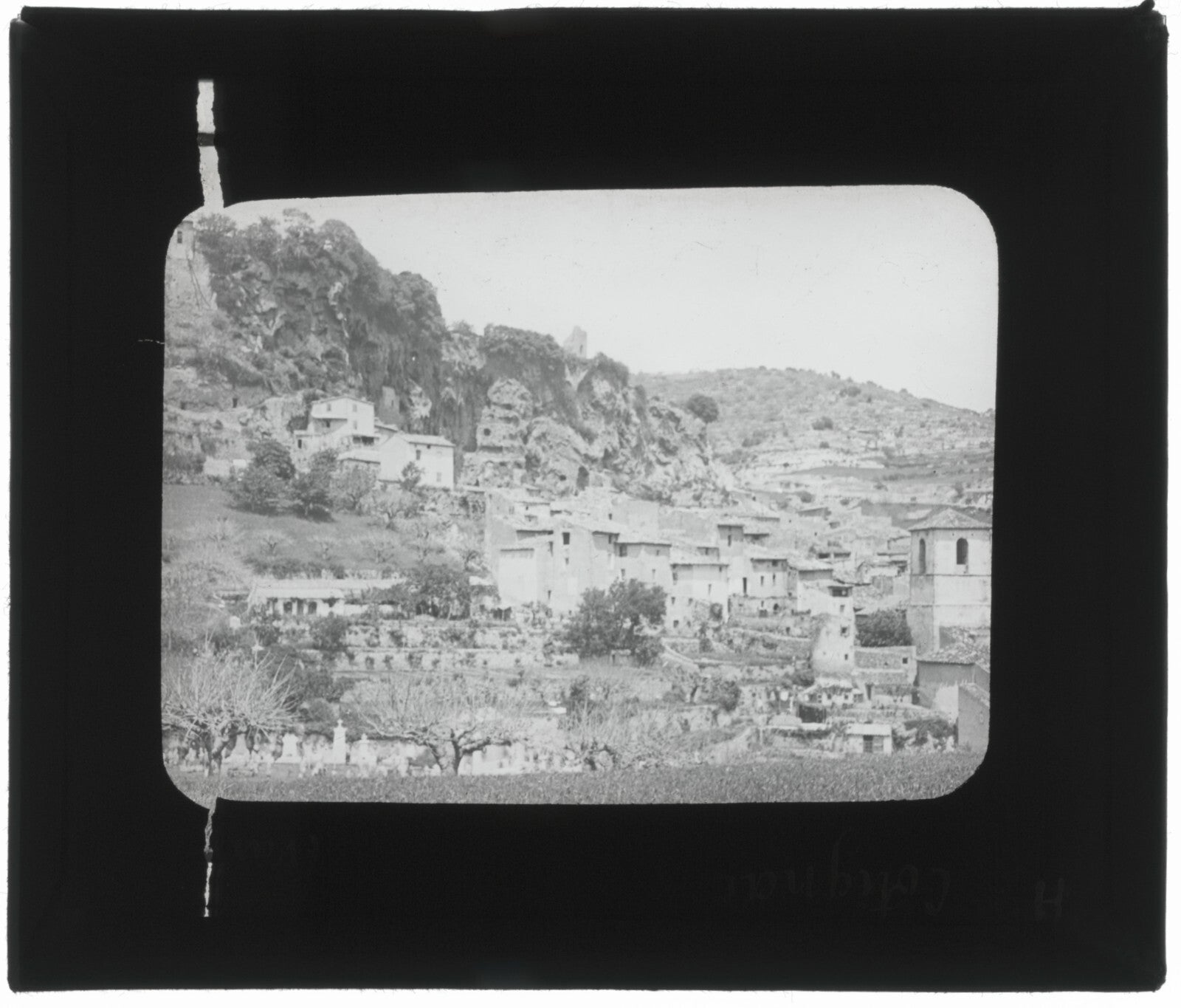 Cotignac, village Var, photo ancienne plaque de verre, positif 8,5x10 cm