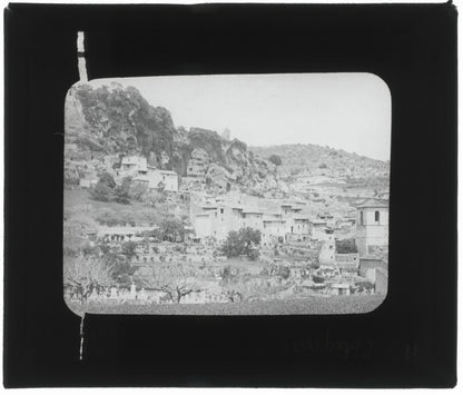 Cotignac, village Var, photo ancienne plaque de verre, positif 8,5x10 cm