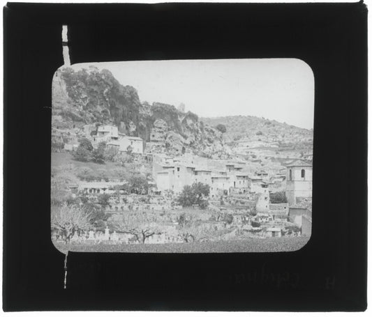 Cotignac, village Var, photo ancienne plaque de verre, positif 8,5x10 cm
