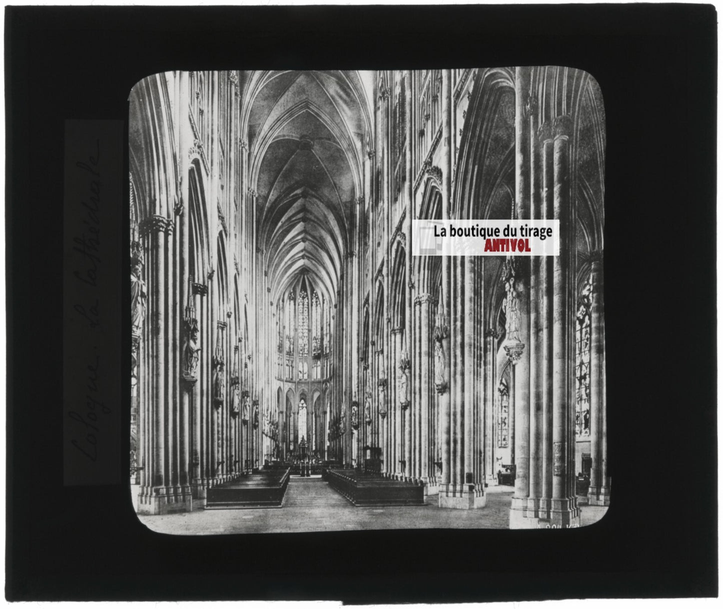 Cathédrale de Cologne, Allemagne, photo ancienne plaque verre, positif 8,5x10 cm
